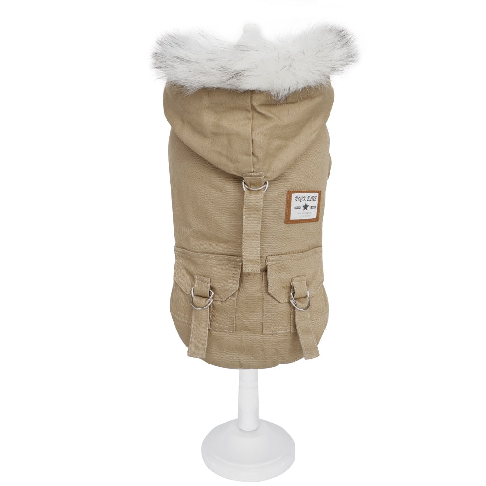 Fleece Lined Hooded Winter Dog Coat