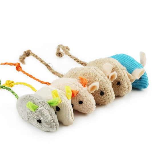 Pack of 6 Soft Plush Mice Cat Toy