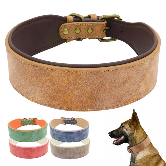 Wide Leather Padded Large Breed Dog Collar