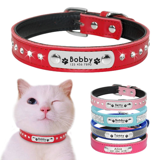 Personalised Leather Cat Collar