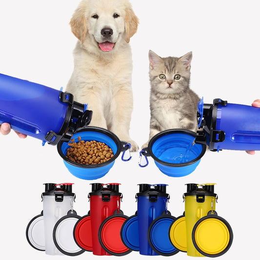 Pet Travel Water Bottle & Food Storage & Collapsible Bowl