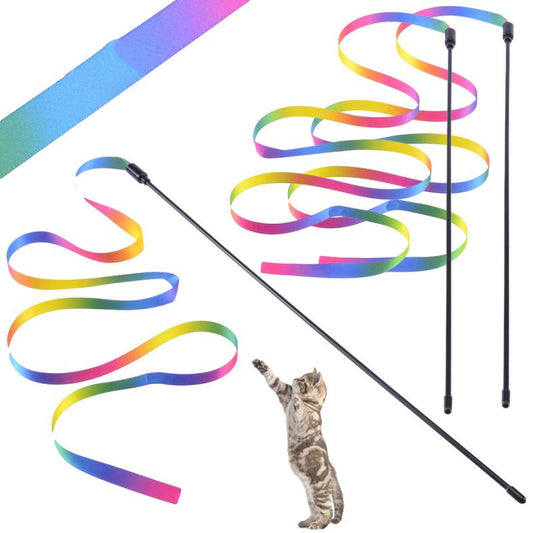 Rainbow Ribbon Cat Teaser Wands