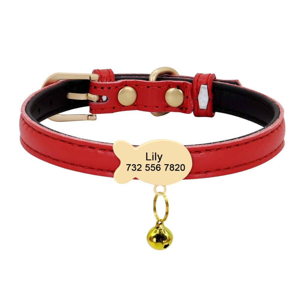 Personalised Vegan Leather Cat Collar