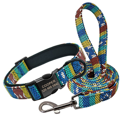 Personalised Tribal Nylon Dog Collar and Lead set