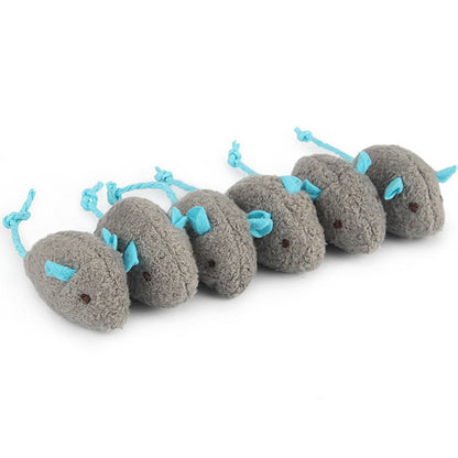 Pack of 6 Soft Plush Mice Cat Toy