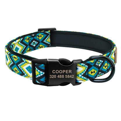 Personalised Tribal Nylon Dog Collar