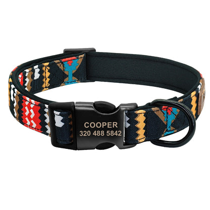 Personalised Tribal Nylon Dog Collar