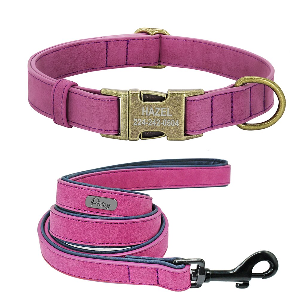 Personalised Vegan Leather Dog Collar & Lead Set