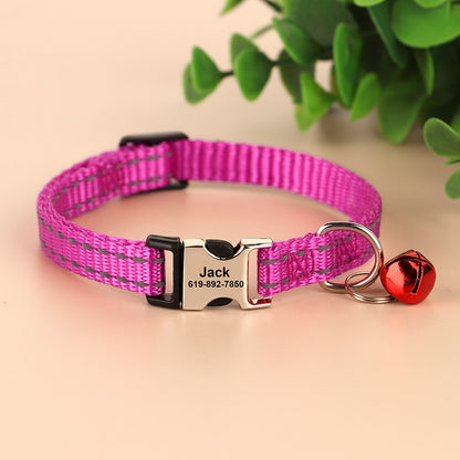 Personalised Reflective Nylon Cat Collar