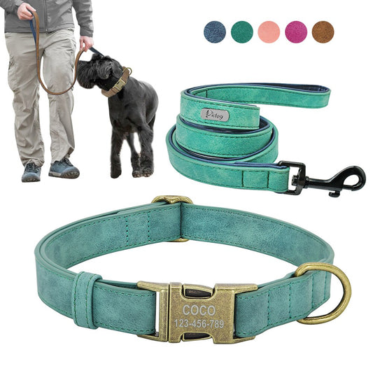 Personalised Vegan Leather Dog Collar & Lead Set