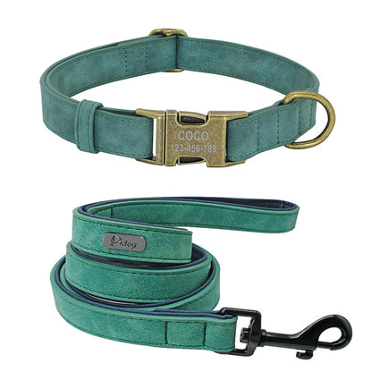 Personalised Vegan Leather Dog Collar & Lead Set