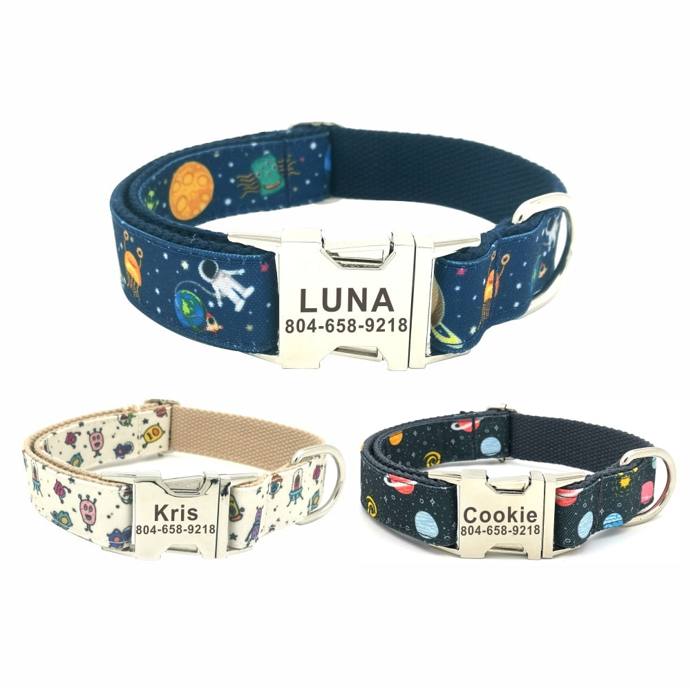 Personalised Space Nylon Dog Collar