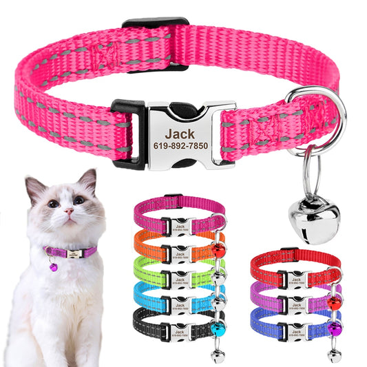 Personalised Reflective Nylon Cat Collar