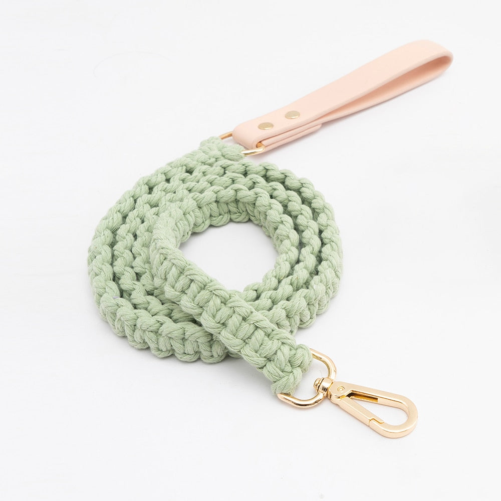 Luxury Leather and Knitted Dog Lead