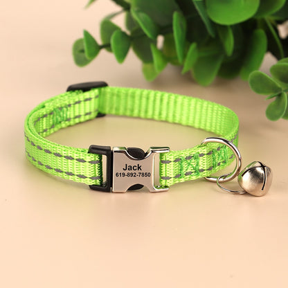 Personalised Reflective Nylon Cat Collar