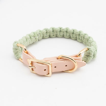 Luxury Leather and Knitted Dog Collar