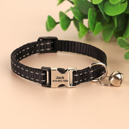 Personalised Reflective Nylon Cat Collar