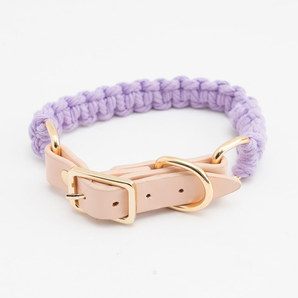 Luxury Leather and Knitted Dog Collar