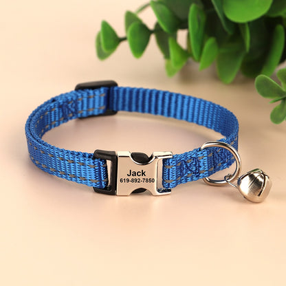 Personalised Reflective Nylon Cat Collar