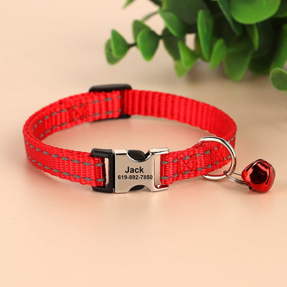 Personalised Reflective Nylon Cat Collar