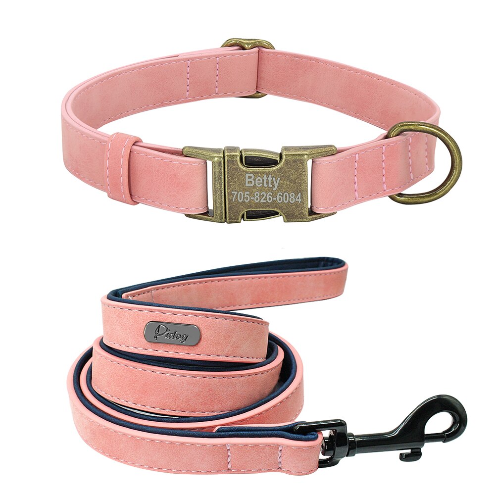 Personalised Vegan Leather Dog Collar & Lead Set