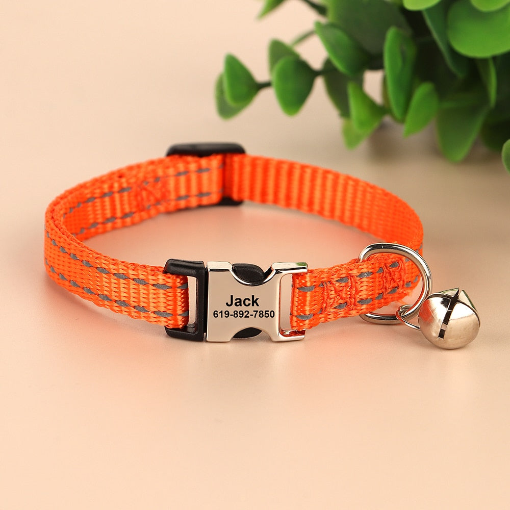 Personalised Reflective Nylon Cat Collar