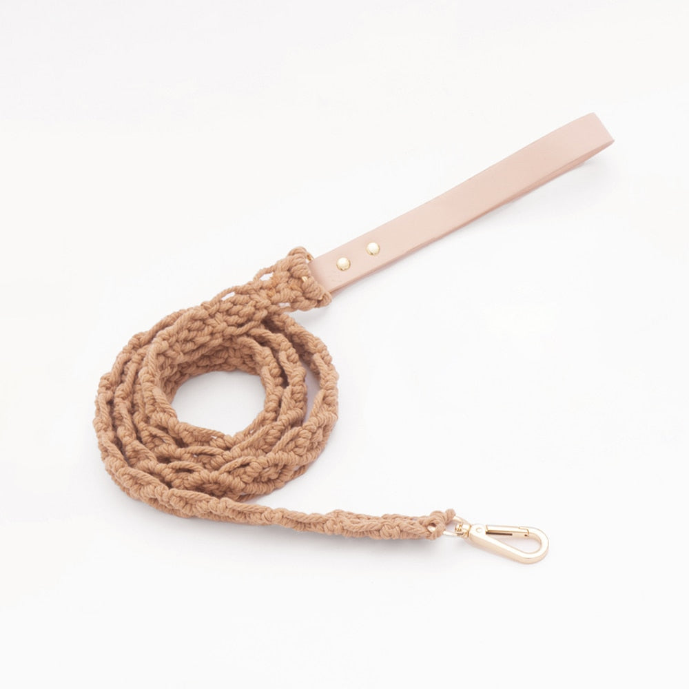 Luxury Leather and Knitted Dog Lead