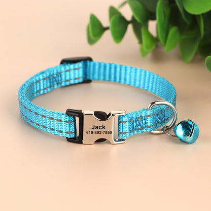 Personalised Reflective Nylon Cat Collar